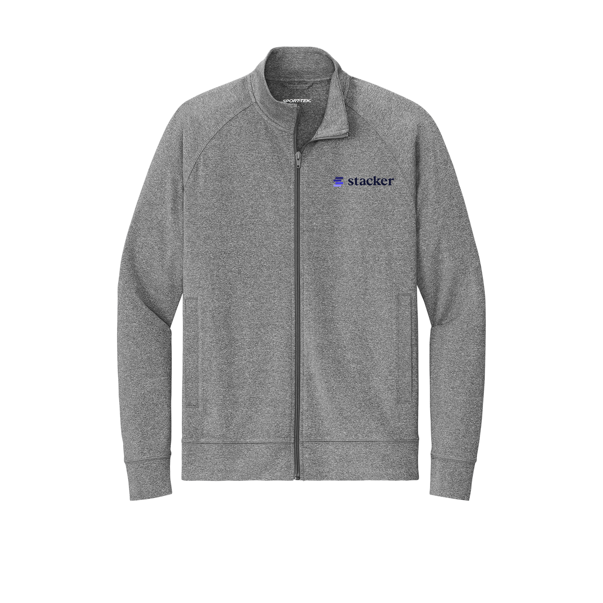stacker-sport-tek-mens-cadet-jacket-embroidery-leftchest-ST857-charcoalgreyheather-flat-front