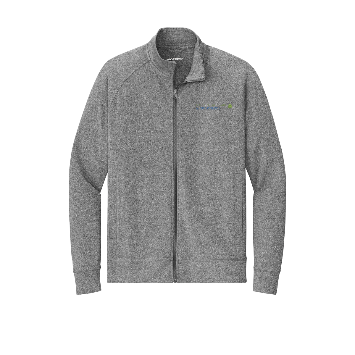 gardenstatepain-sport-tek-mens-cadet-jacket-embroidery-leftchest-ST857-charcoalgreyheather-flat-front