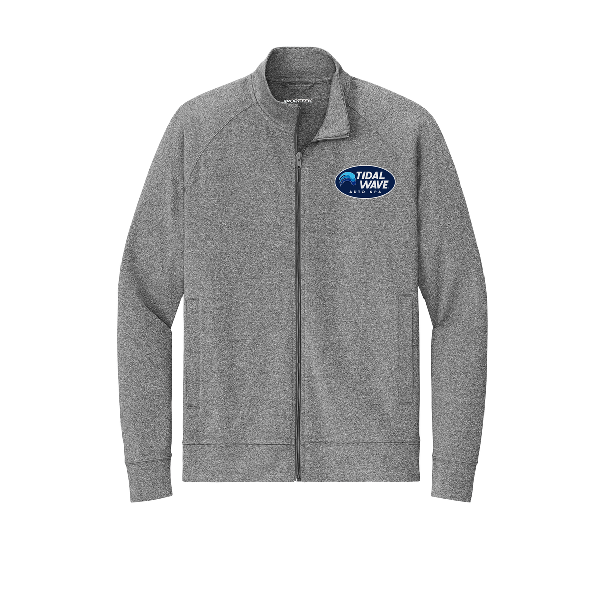 tidalwaveautospa-sport-tek-mens-cadet-jacket-embroidery-leftchest-ST857-charcoalgreyheather-flat-front