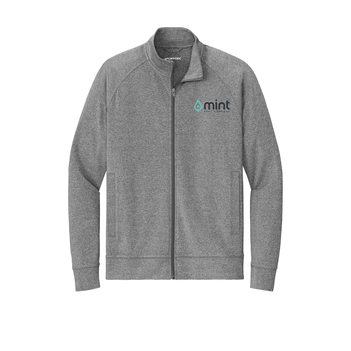 mintpest-sport-tek-mens-cadet-jacket-embroidery-leftchest-ST857-charcoalgreyheather-flat-front