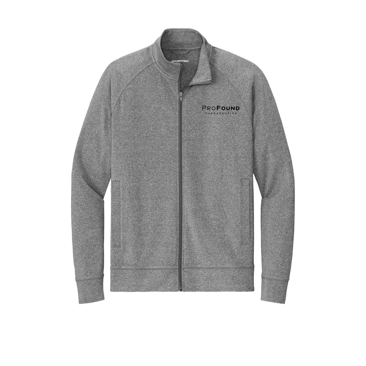 profoundtx-sport-tek-mens-cadet-jacket-embroidery-leftchest-ST857-charcoalgreyheather-flat-front