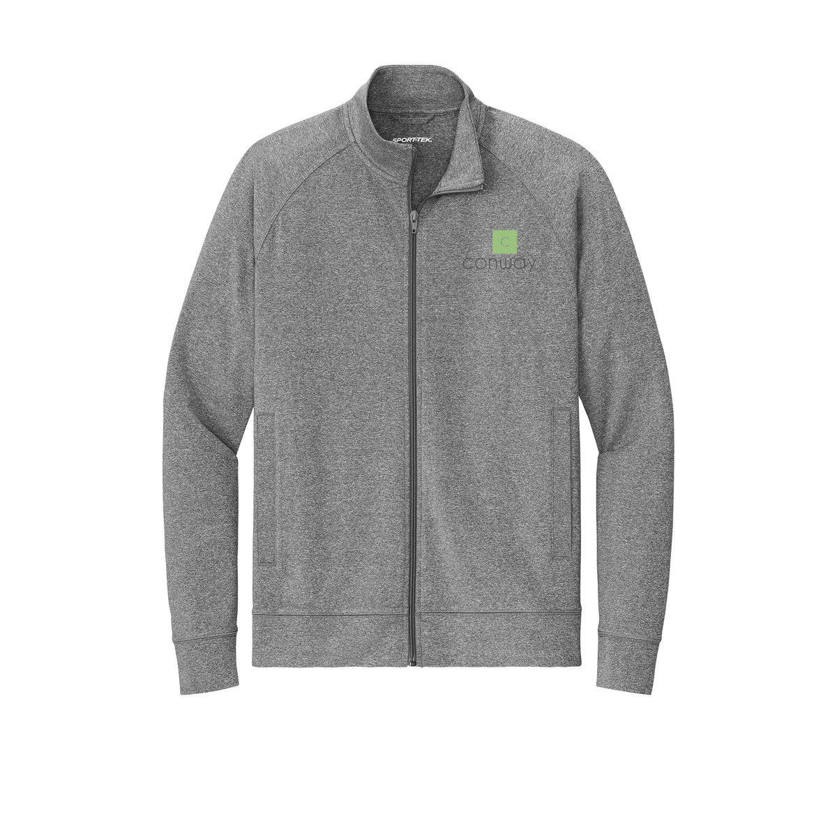 conwayobgyn-sport-tek-mens-cadet-jacket-embroidery-leftchest-ST857-charcoalgreyheather-flat-front