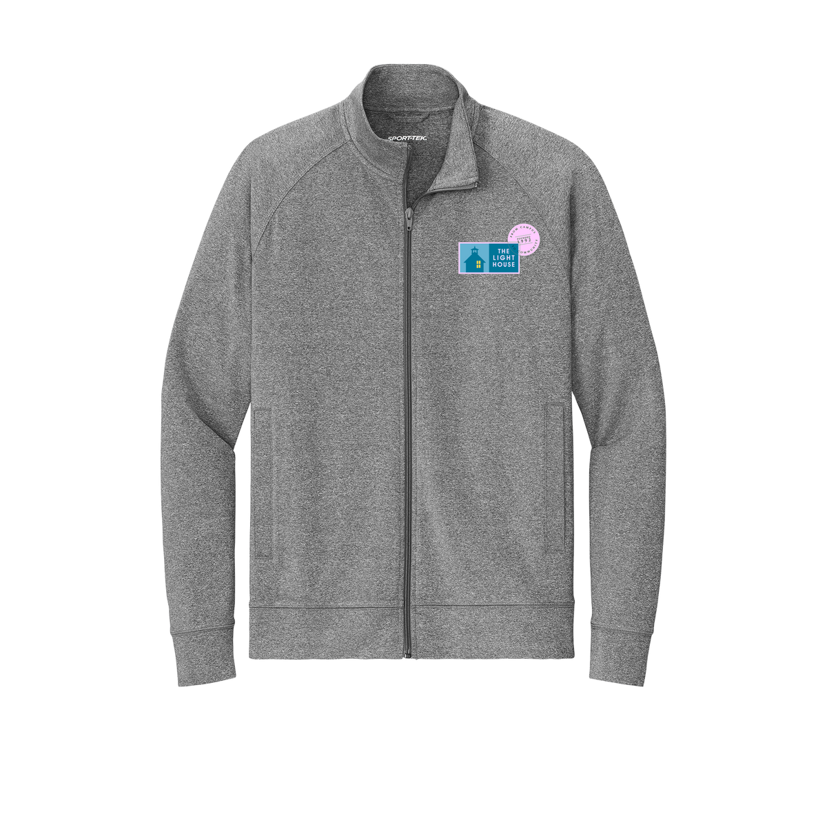 lhcampus-sport-tek-mens-cadet-jacket-embroidery-leftchest-ST857-charcoalgreyheather-flat-front