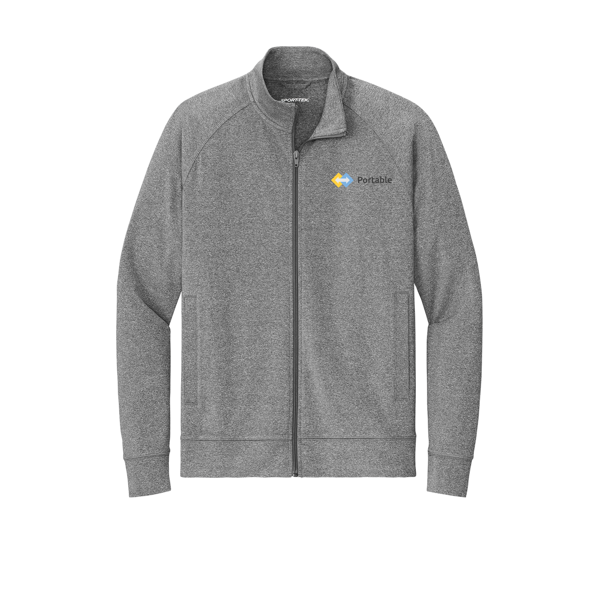 portable-sport-tek-mens-cadet-jacket-embroidery-leftchest-ST857-charcoalgreyheather-flat-front