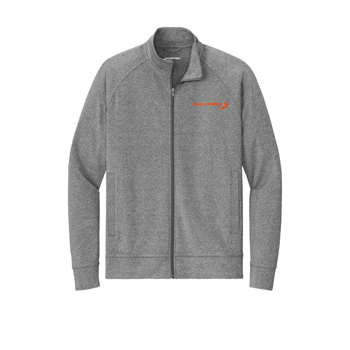 chilipiper-sport-tek-mens-cadet-jacket-embroidery-leftchest-ST857-charcoalgreyheather-flat-front