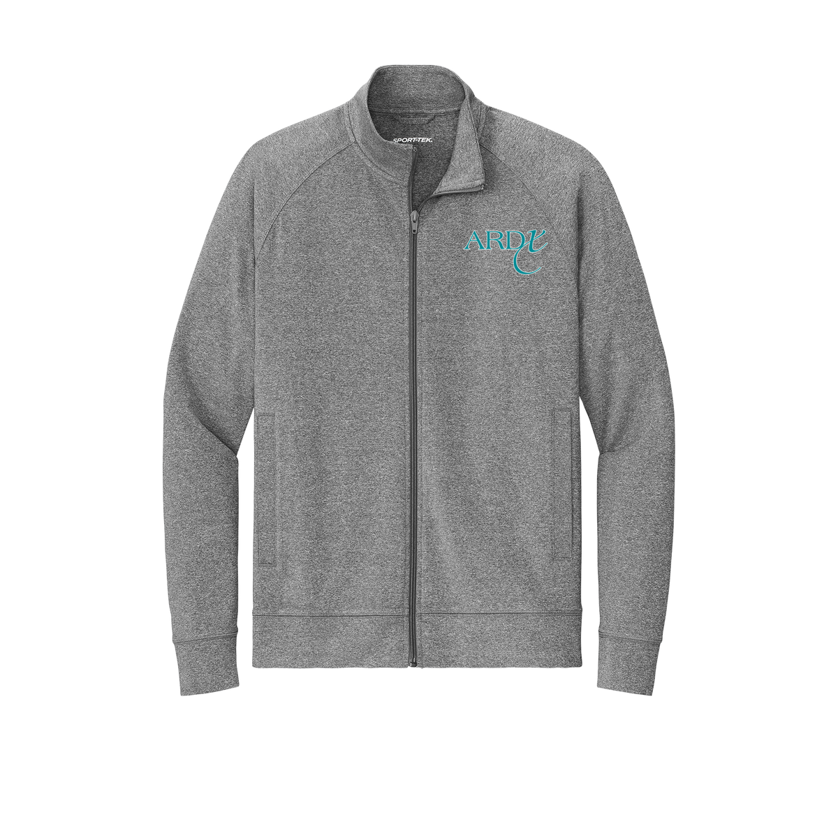 ardx-sport-tek-mens-cadet-jacket-embroidery-leftchest-ST857-charcoalgreyheather-flat-front