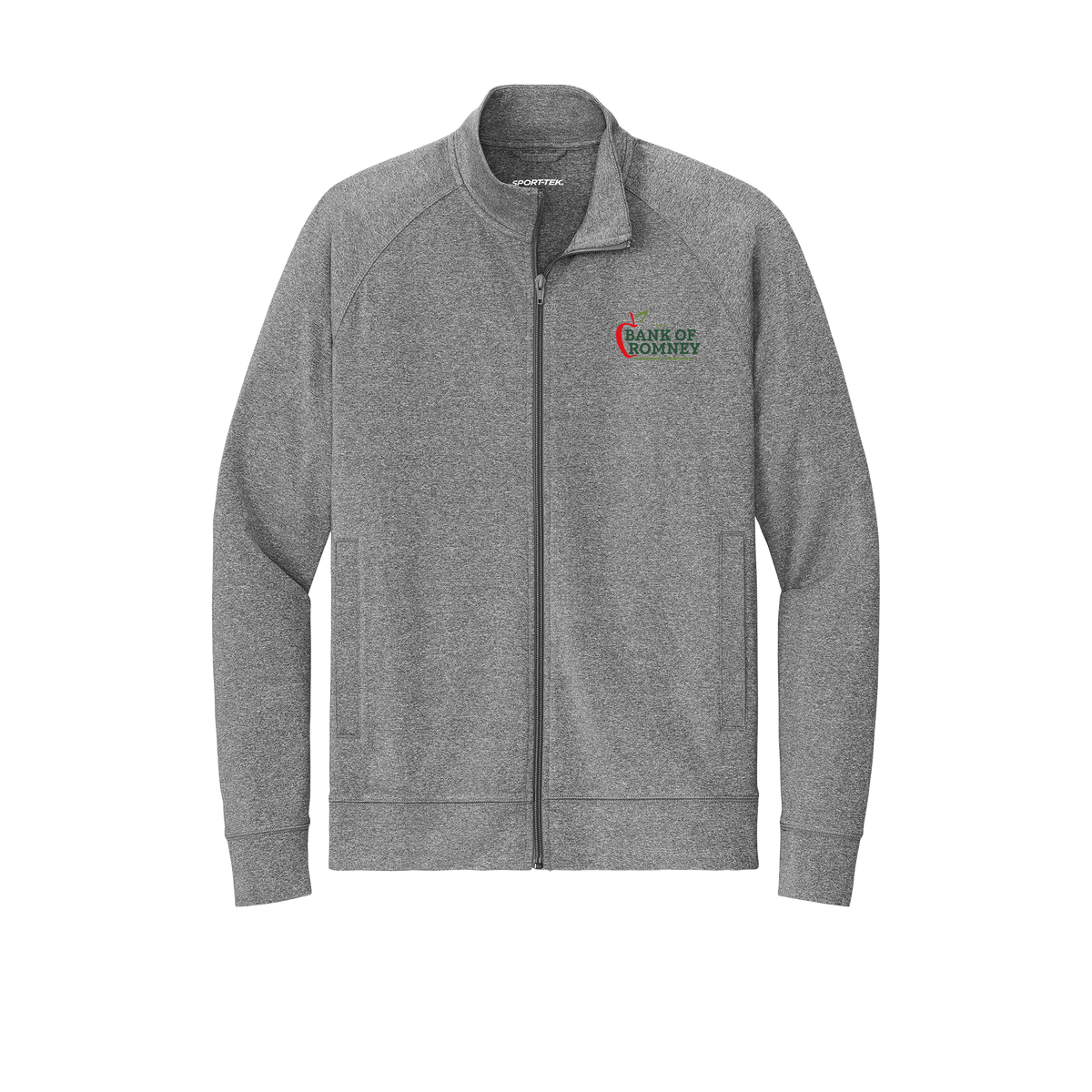 bankofromney-sport-tek-mens-cadet-jacket-embroidery-leftchest-ST857-charcoalgreyheather-flat-front