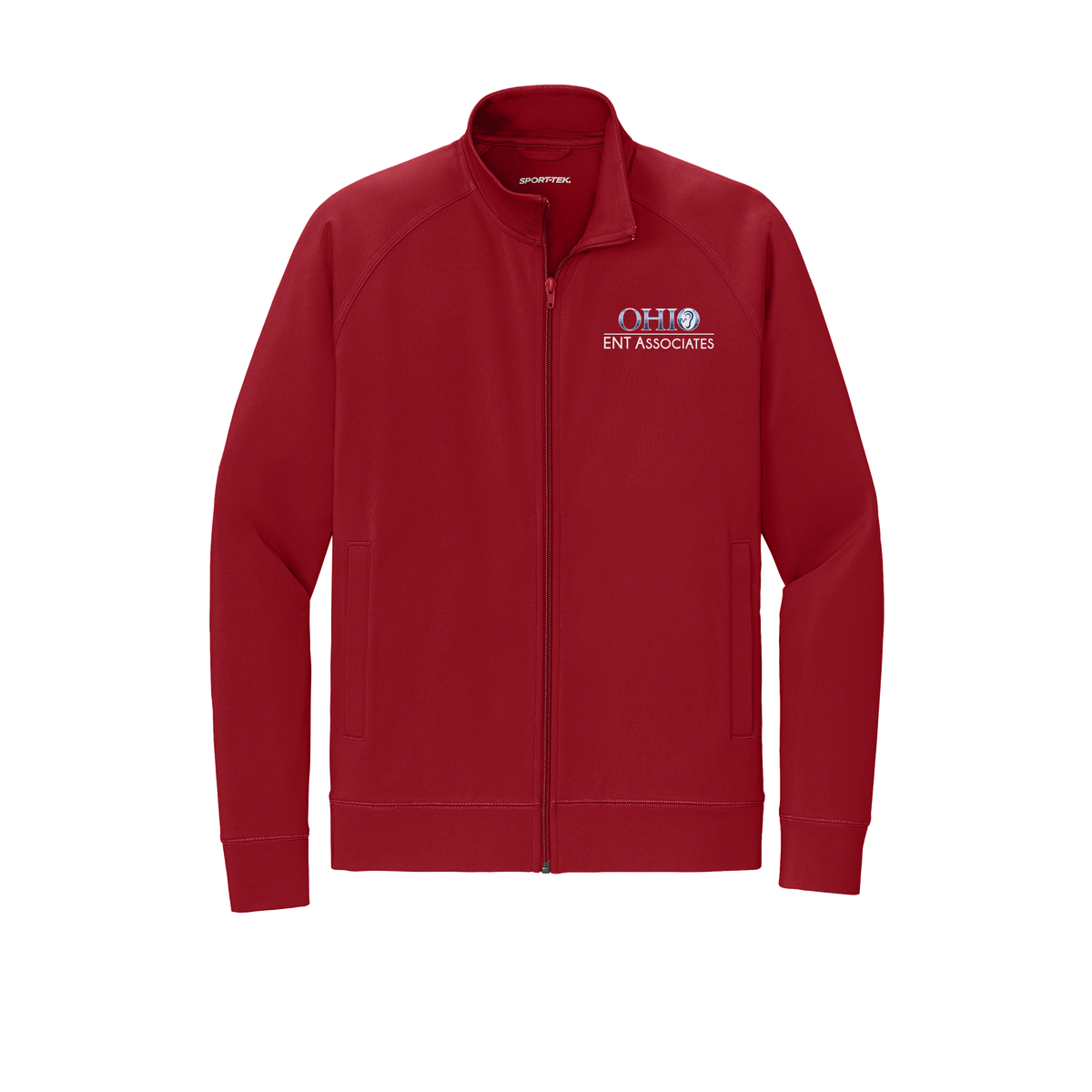 ohioentaudiology-sport-tek-mens-cadet-jacket-embroidery-leftchest-ST857-deepred-flat-front