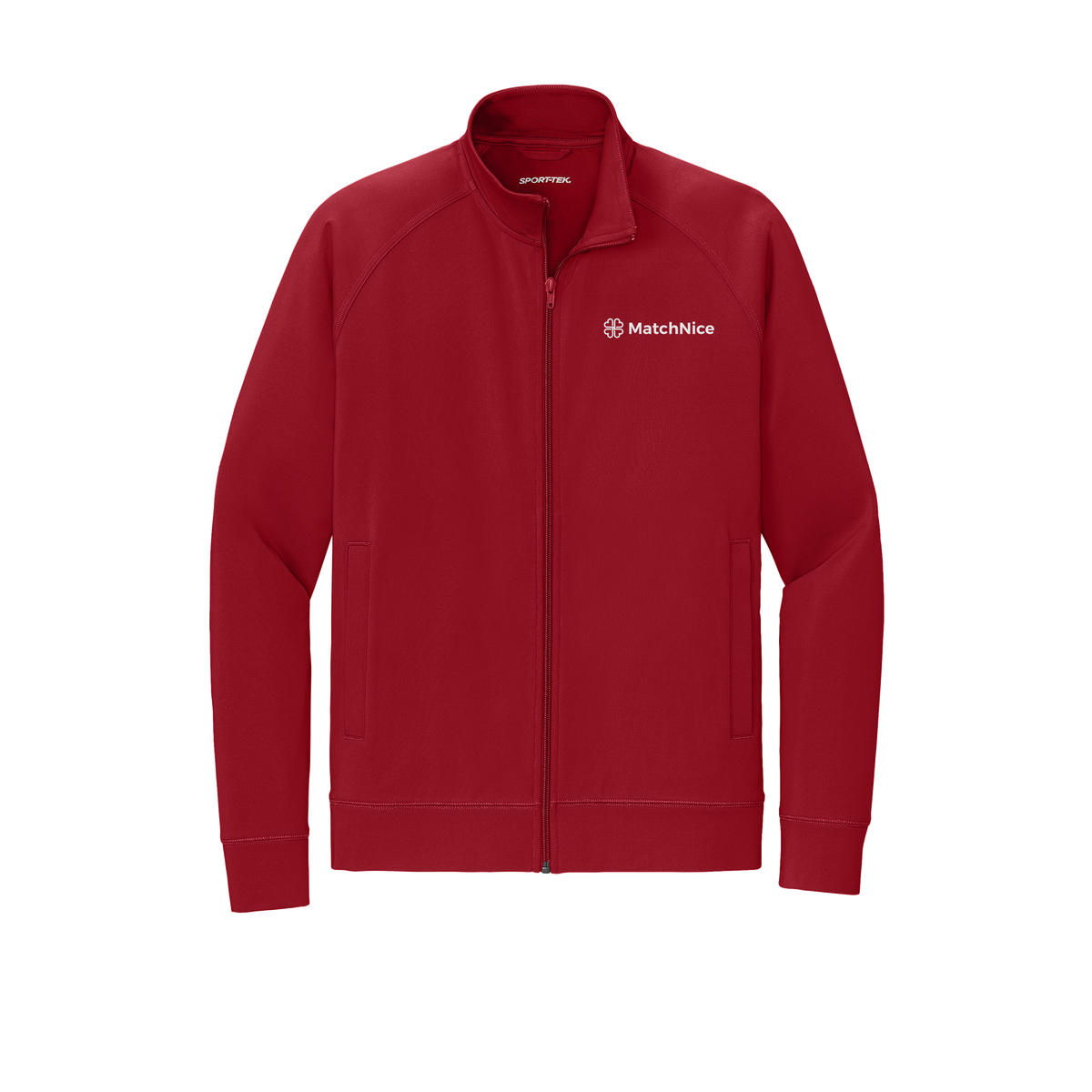 matchnice-sport-tek-mens-cadet-jacket-embroidery-leftchest-ST857-deepred-flat-front