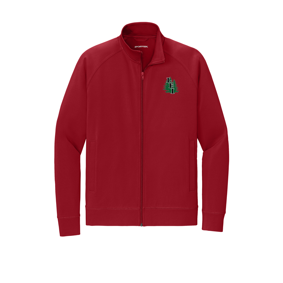 leisite-sport-tek-mens-cadet-jacket-embroidery-leftchest-ST857-deepred-flat-front