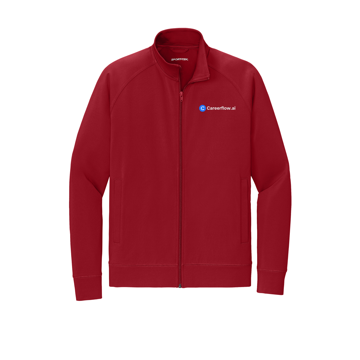 careerflow-sport-tek-mens-cadet-jacket-embroidery-leftchest-ST857-deepred-flat-front