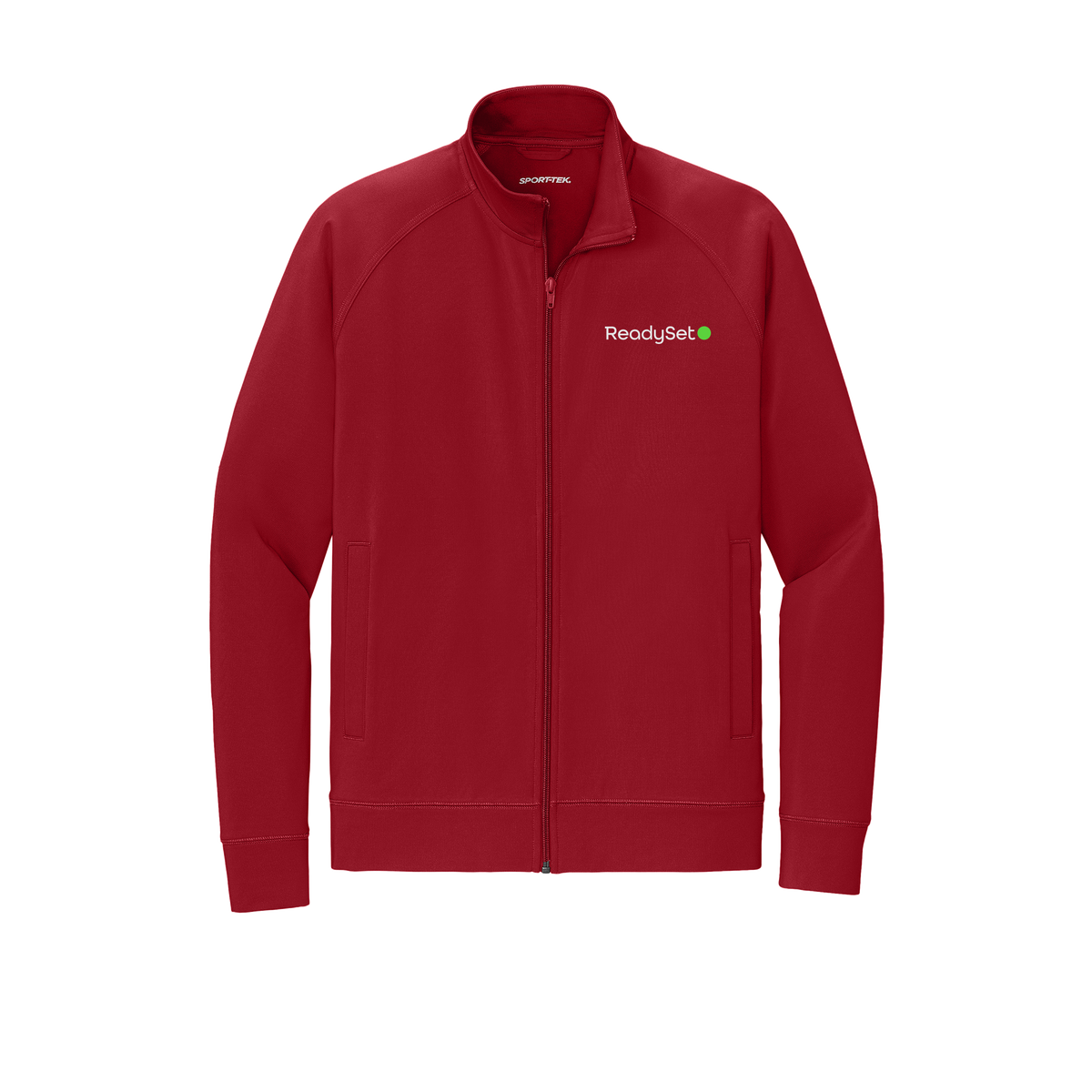 readysetsurgical-sport-tek-mens-cadet-jacket-embroidery-leftchest-ST857-deepred-flat-front