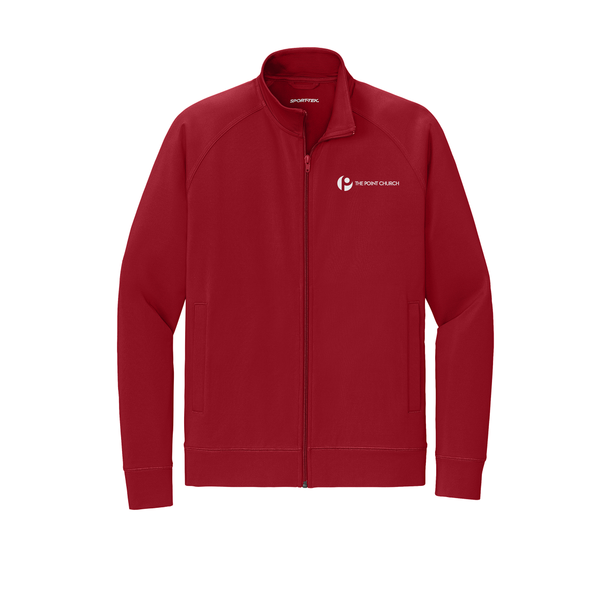 thepointva-sport-tek-mens-cadet-jacket-embroidery-leftchest-ST857-deepred-flat-front