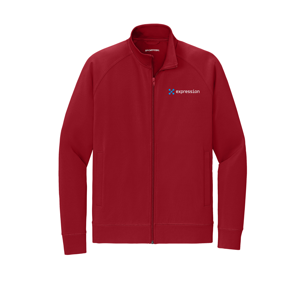 expr-sport-tek-mens-cadet-jacket-embroidery-leftchest-ST857-deepred-flat-front