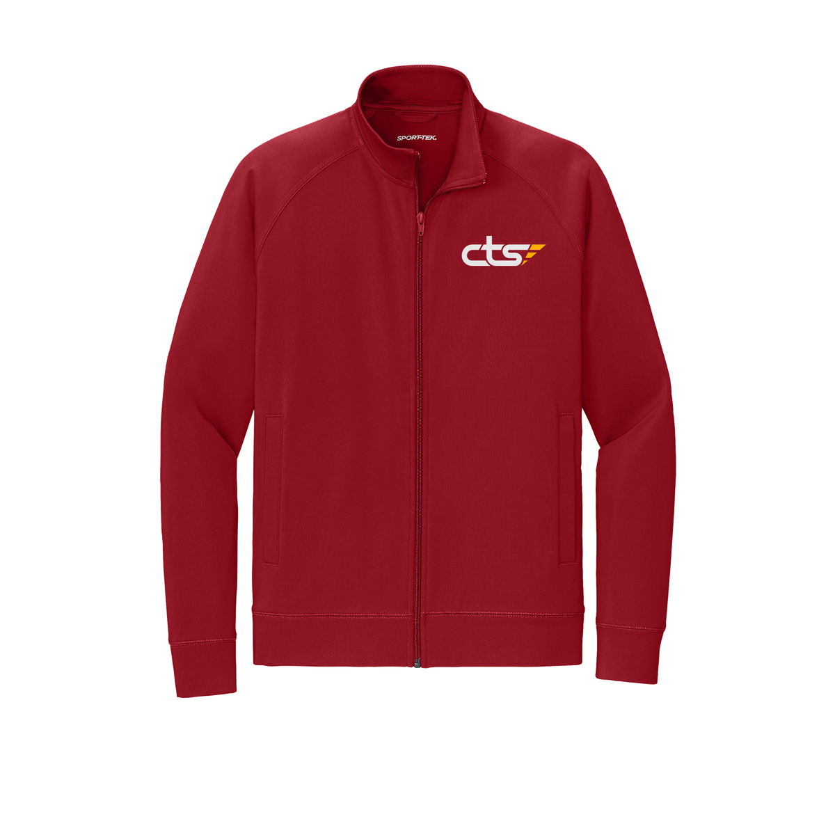 cts1-sport-tek-mens-cadet-jacket-embroidery-leftchest-ST857-deepred-flat-front