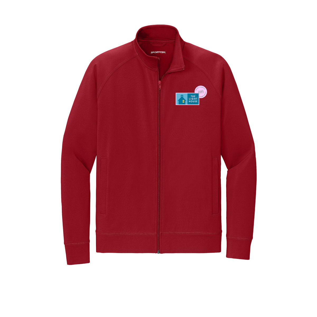 lhcampus-sport-tek-mens-cadet-jacket-embroidery-leftchest-ST857-deepred-flat-front