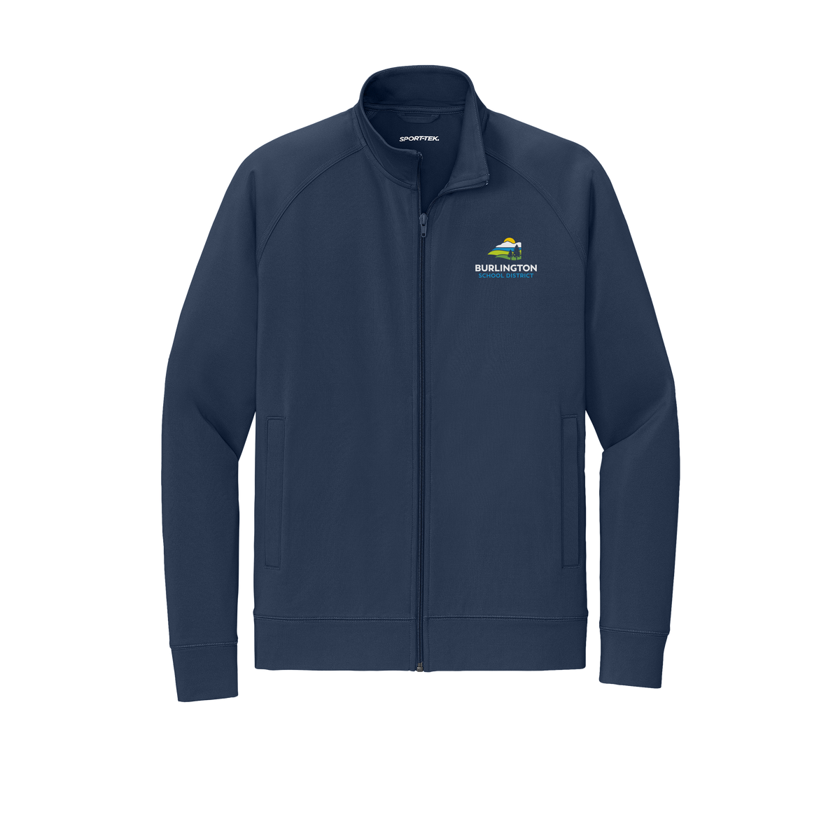 bsdvt-sport-tek-mens-cadet-jacket-embroidery-leftchest-ST857-truenavy-flat-front