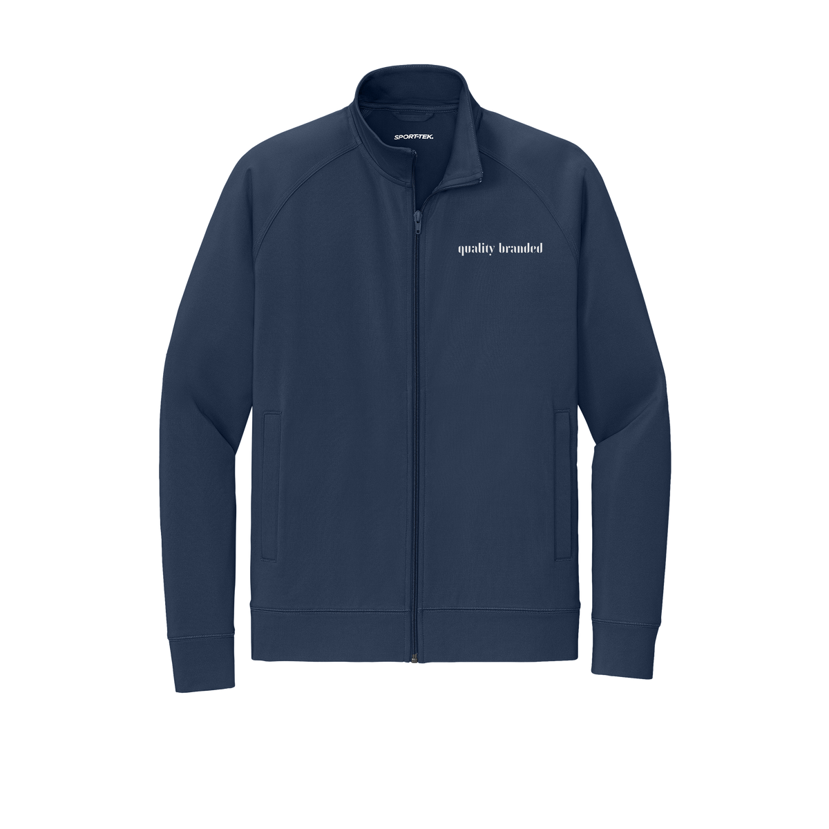 qualitybranded-sport-tek-mens-cadet-jacket-embroidery-leftchest-ST857-truenavy-flat-front