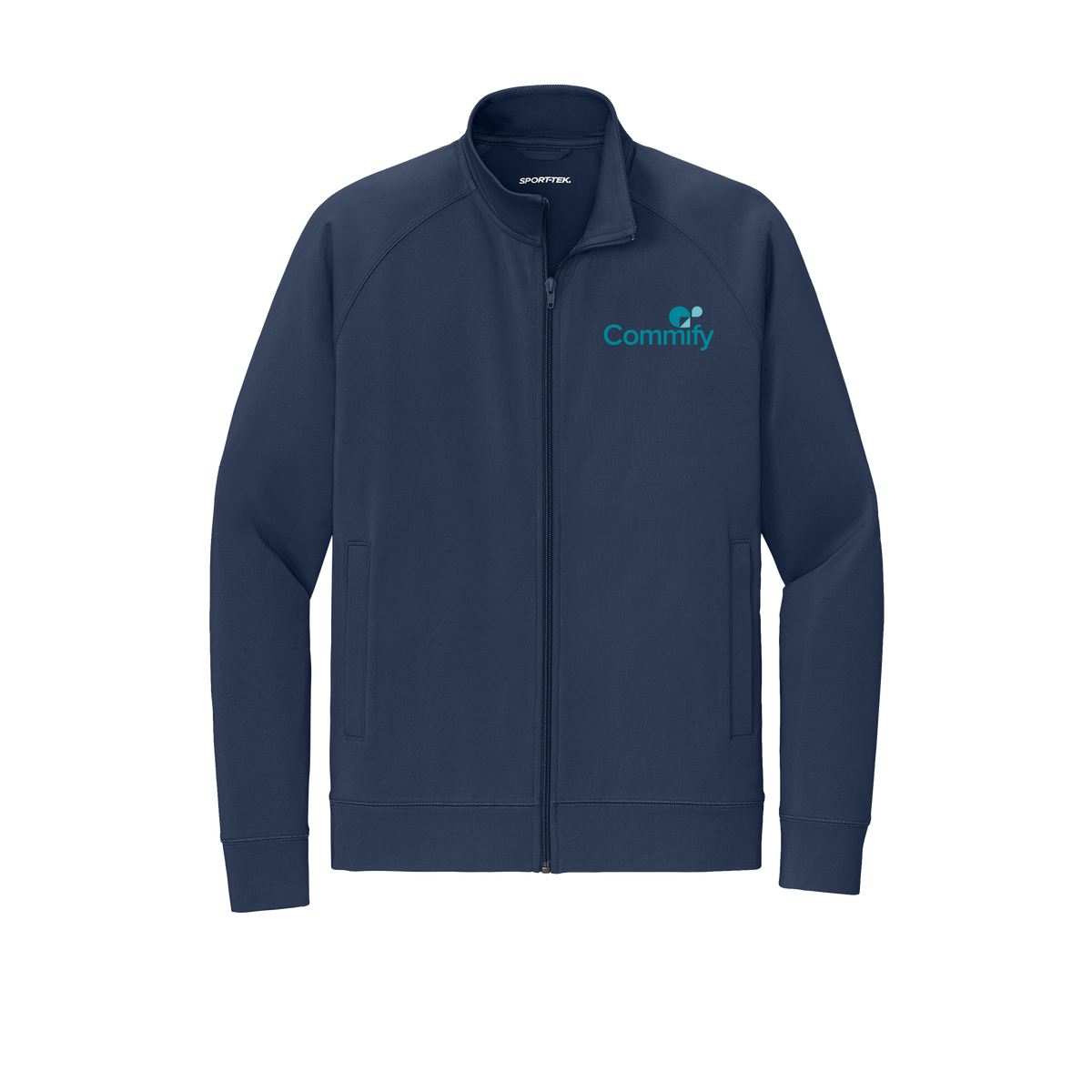 commify-sport-tek-mens-cadet-jacket-embroidery-leftchest-ST857-truenavy-flat-front