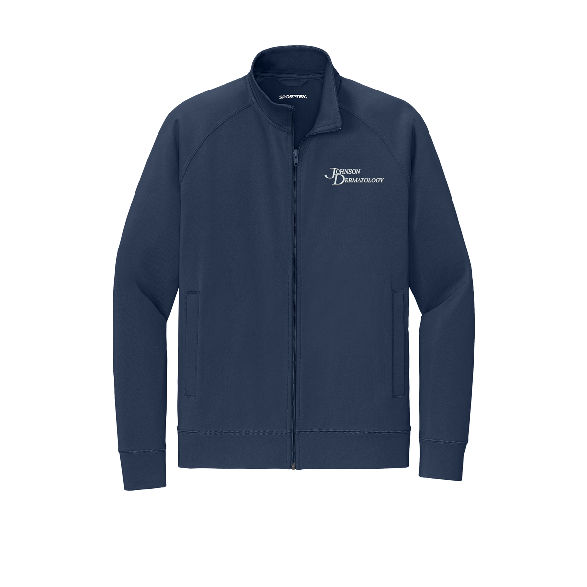 johnsondermatology-sport-tek-mens-cadet-jacket-embroidery-leftchest-ST857-truenavy-flat-front