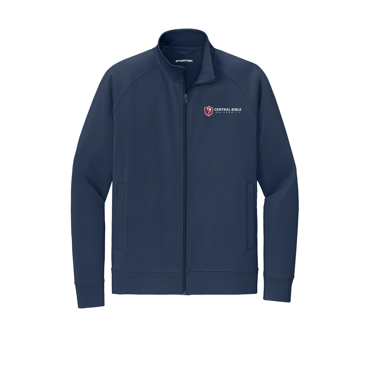 centralbible-sport-tek-mens-cadet-jacket-embroidery-leftchest-ST857-truenavy-flat-front