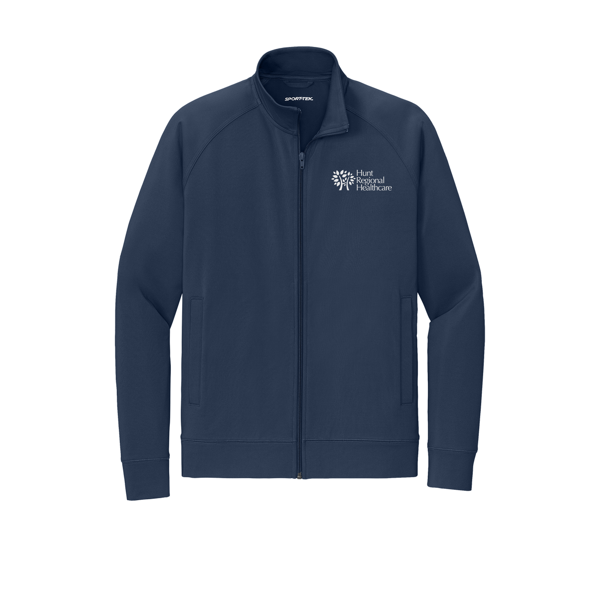 huntregional-sport-tek-mens-cadet-jacket-embroidery-leftchest-ST857-truenavy-flat-front