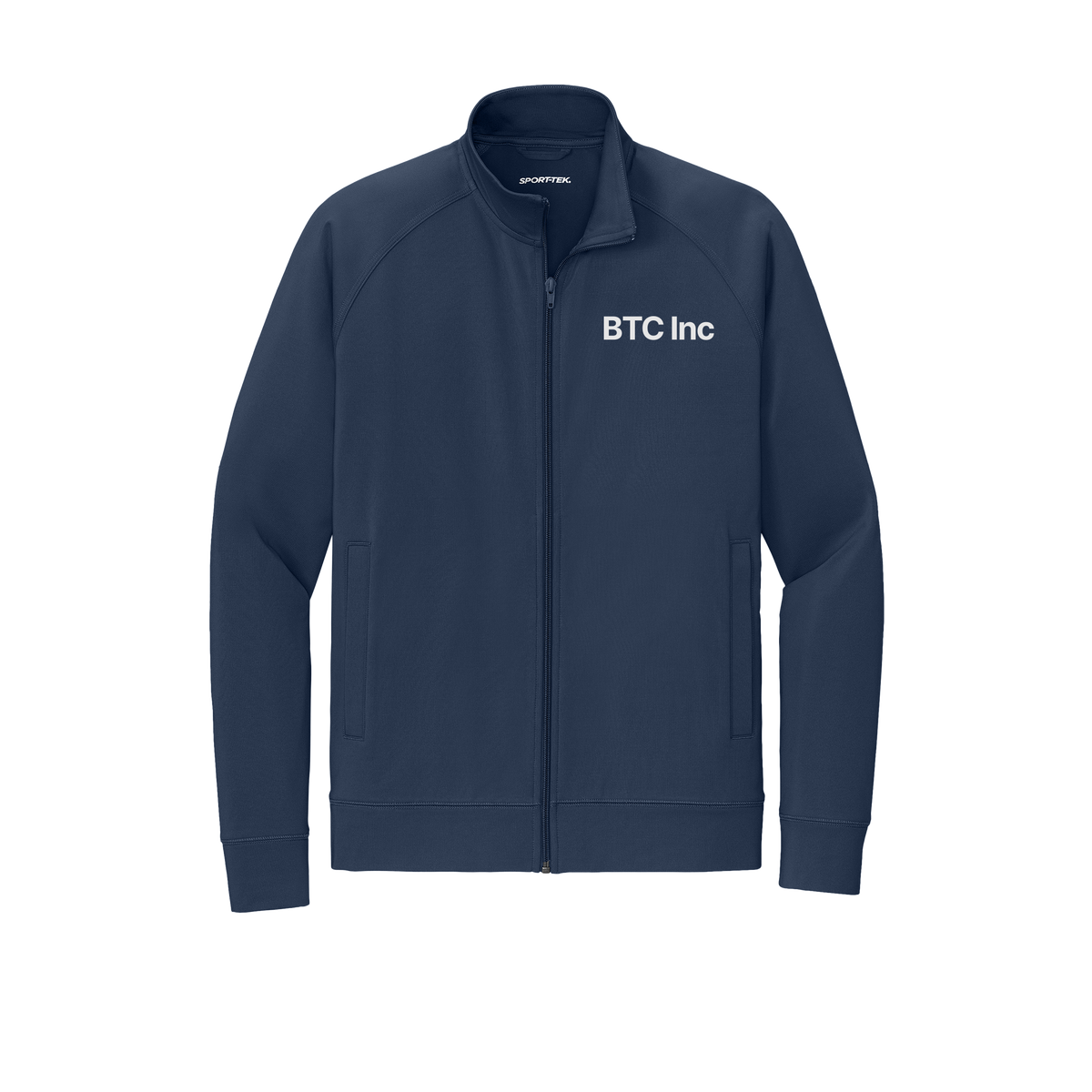btc-sport-tek-mens-cadet-jacket-embroidery-leftchest-ST857-truenavy-flat-front