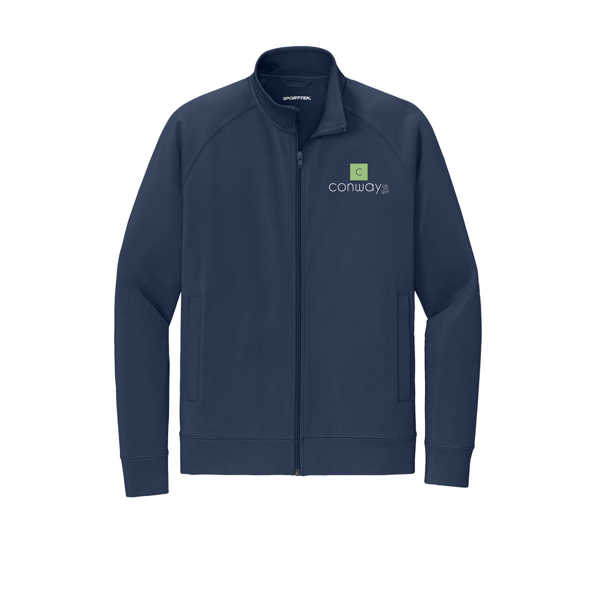 conwayobgyn-sport-tek-mens-cadet-jacket-embroidery-leftchest-ST857-truenavy-flat-front