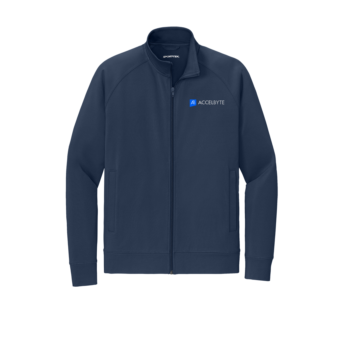 accelbyte-sport-tek-mens-cadet-jacket-embroidery-leftchest-ST857-truenavy-flat-front