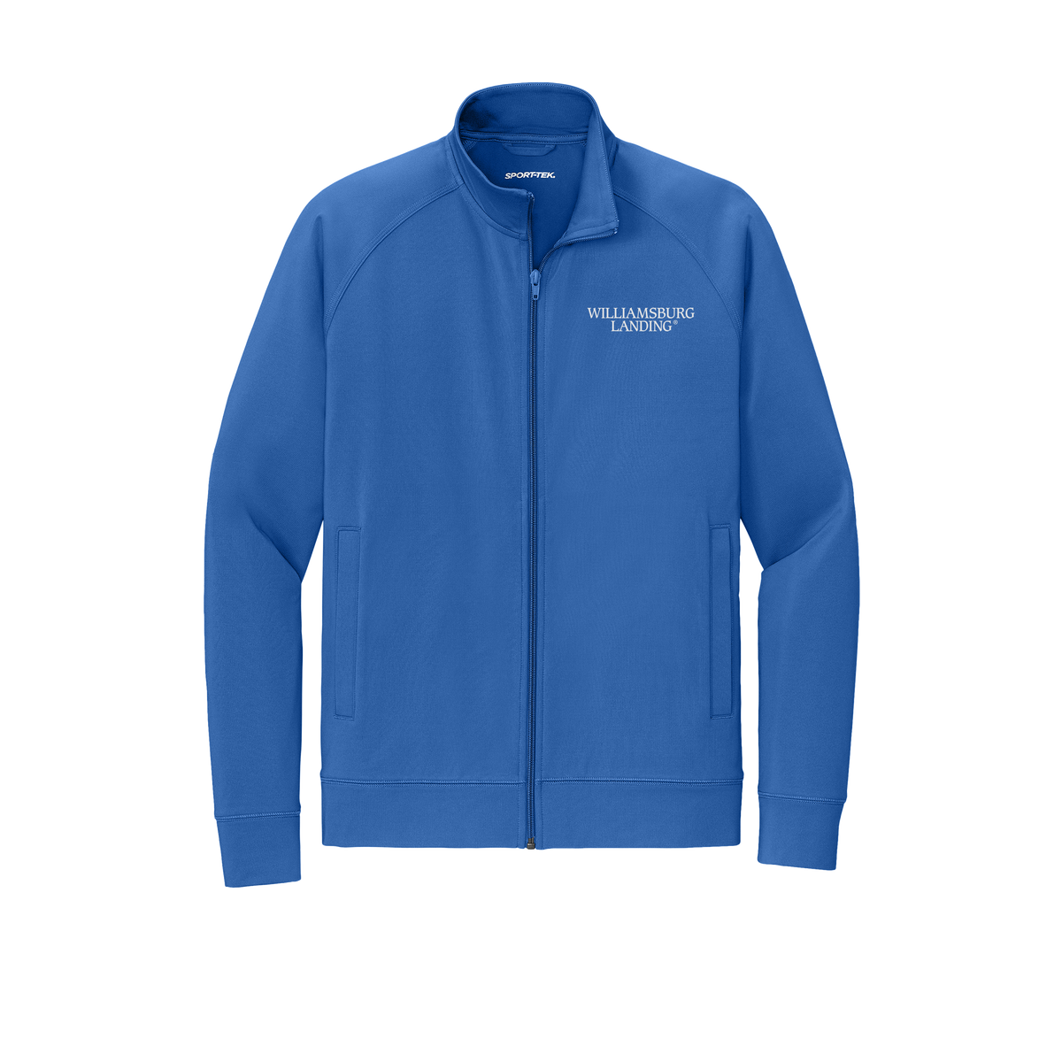 williamsburglanding-sport-tek-mens-cadet-jacket-embroidery-leftchest-ST857-trueroyal-flat-front
