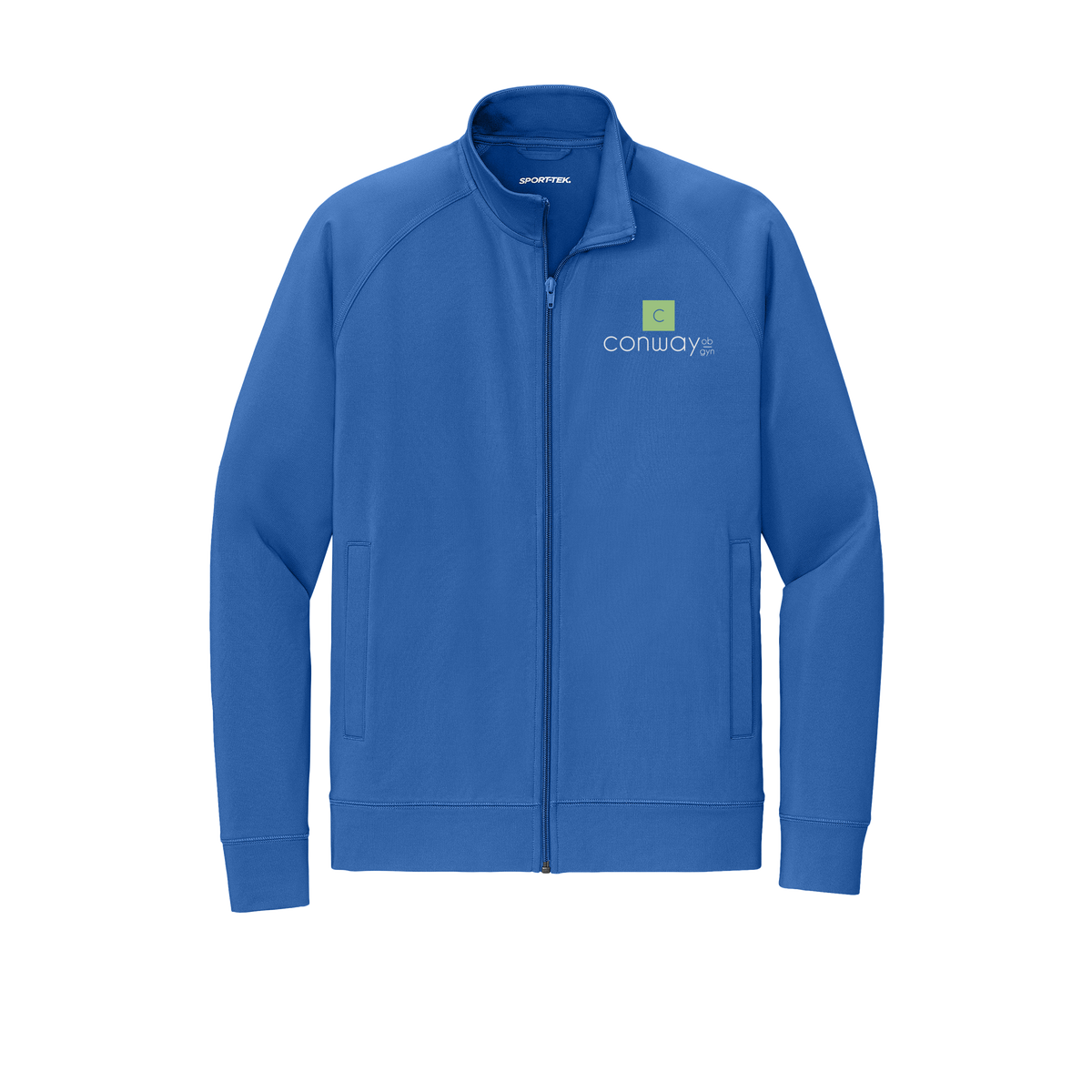conwayobgyn-sport-tek-mens-cadet-jacket-embroidery-leftchest-ST857-trueroyal-flat-front