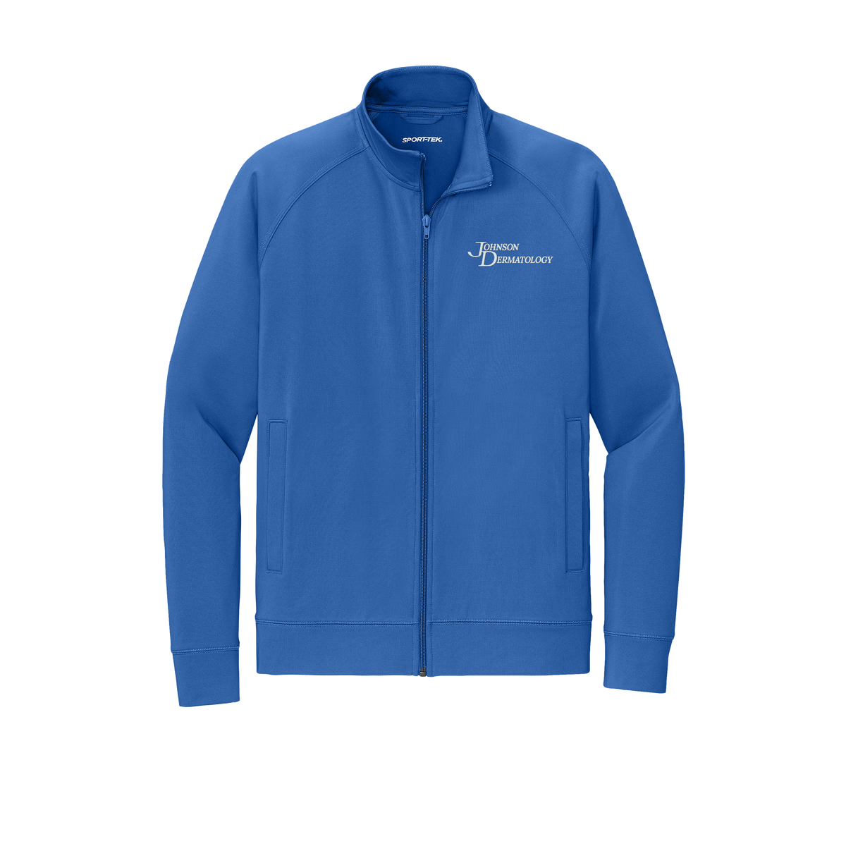 johnsondermatology-sport-tek-mens-cadet-jacket-embroidery-leftchest-ST857-trueroyal-flat-front