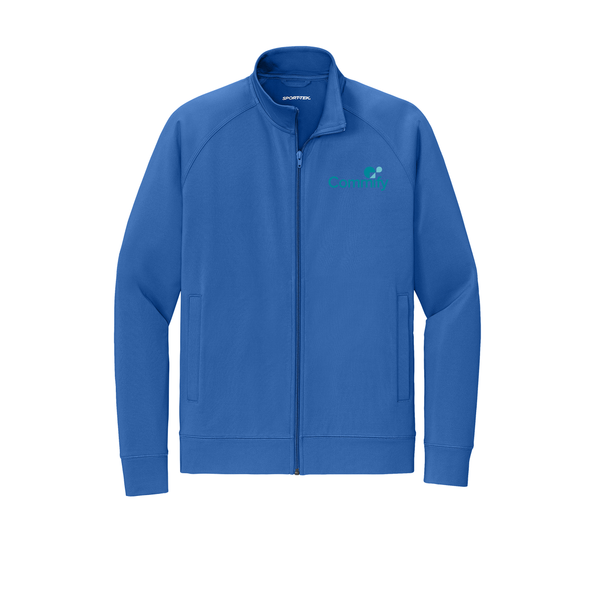 commify-sport-tek-mens-cadet-jacket-embroidery-leftchest-ST857-trueroyal-flat-front