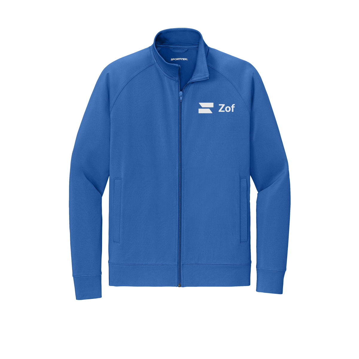 zof-sport-tek-mens-cadet-jacket-embroidery-leftchest-ST857-trueroyal-flat-front