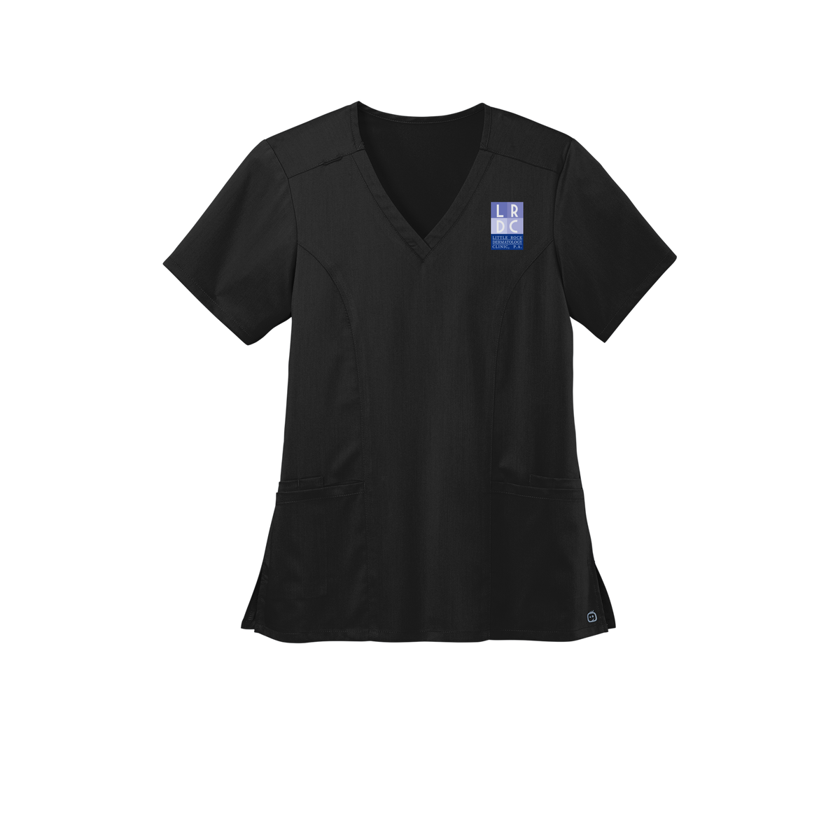 littlerockdermatology-wink-womens-premiere-flex-v-neck-embroidery-leftchest-WW4168-black-flat-front