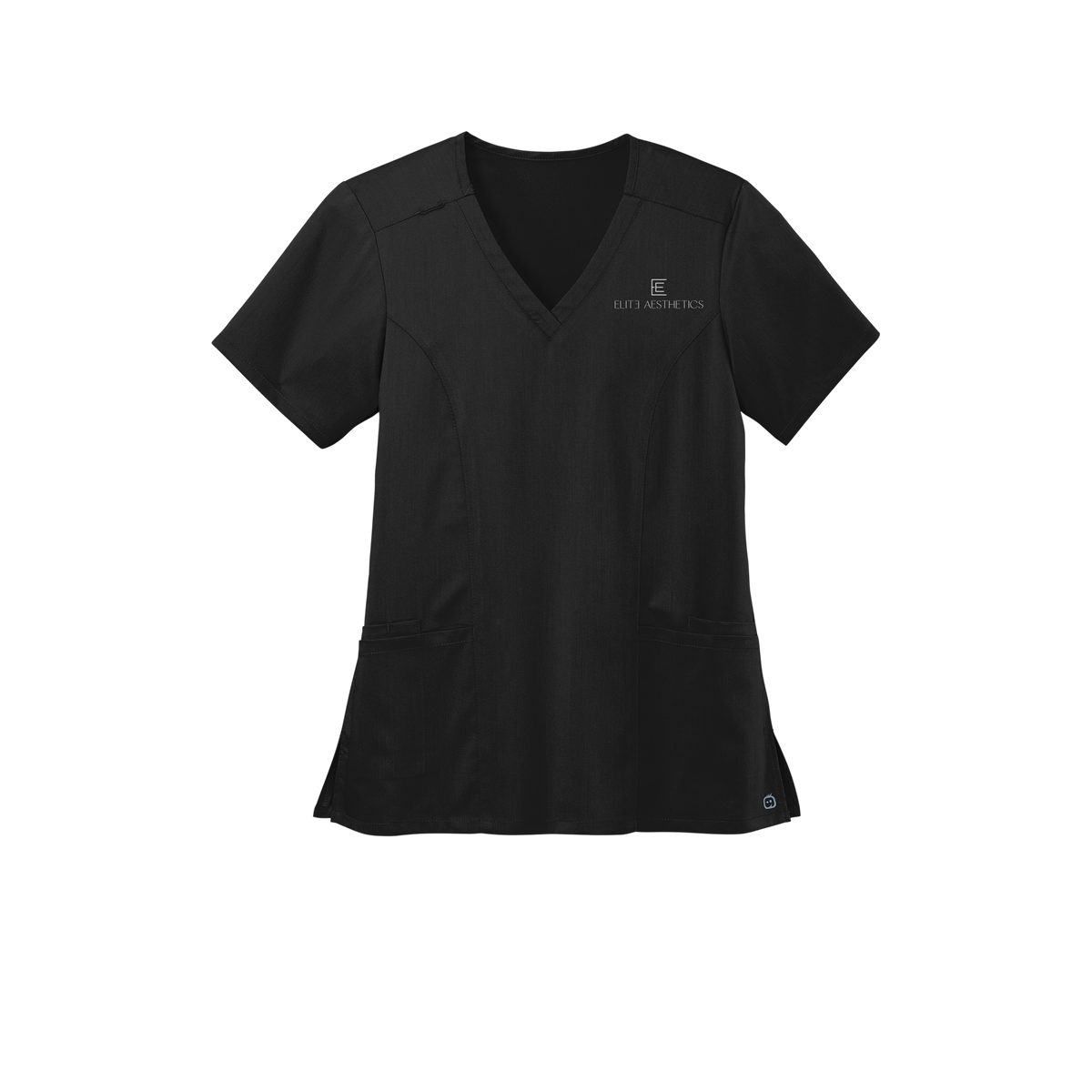 eliteaestheticsnyc-wink-womens-premiere-flex-v-neck-embroidery-leftchest-WW4168-black-flat-front