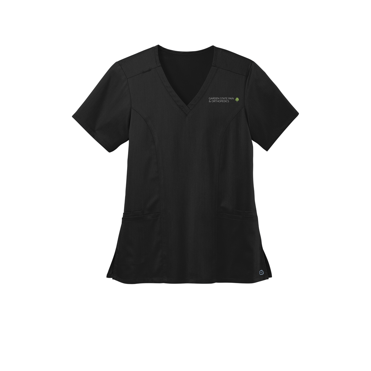 gardenstatepain-wink-womens-premiere-flex-v-neck-embroidery-leftchest-WW4168-black-flat-front