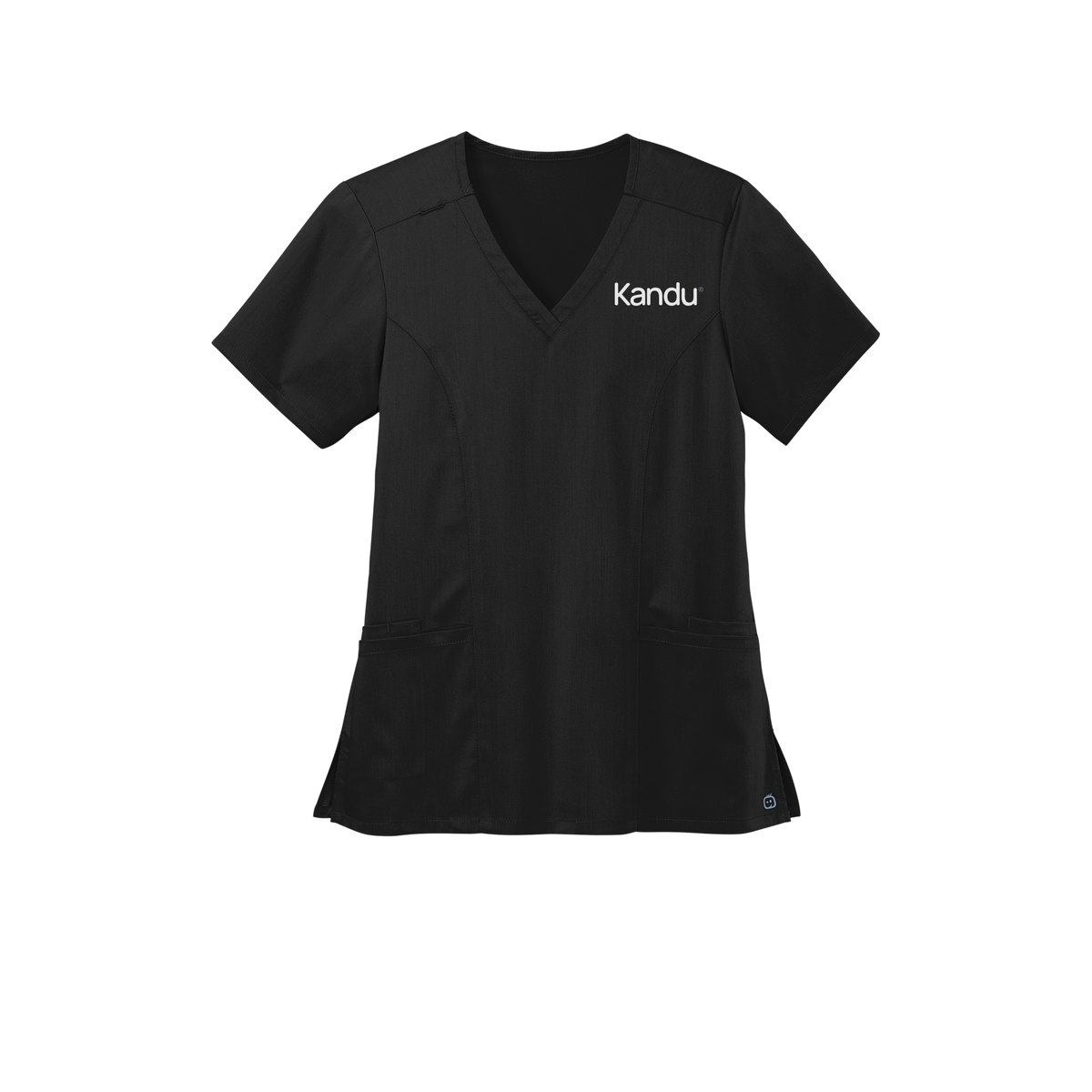 kandu-wink-womens-premiere-flex-v-neck-embroidery-leftchest-WW4168-black-flat-front