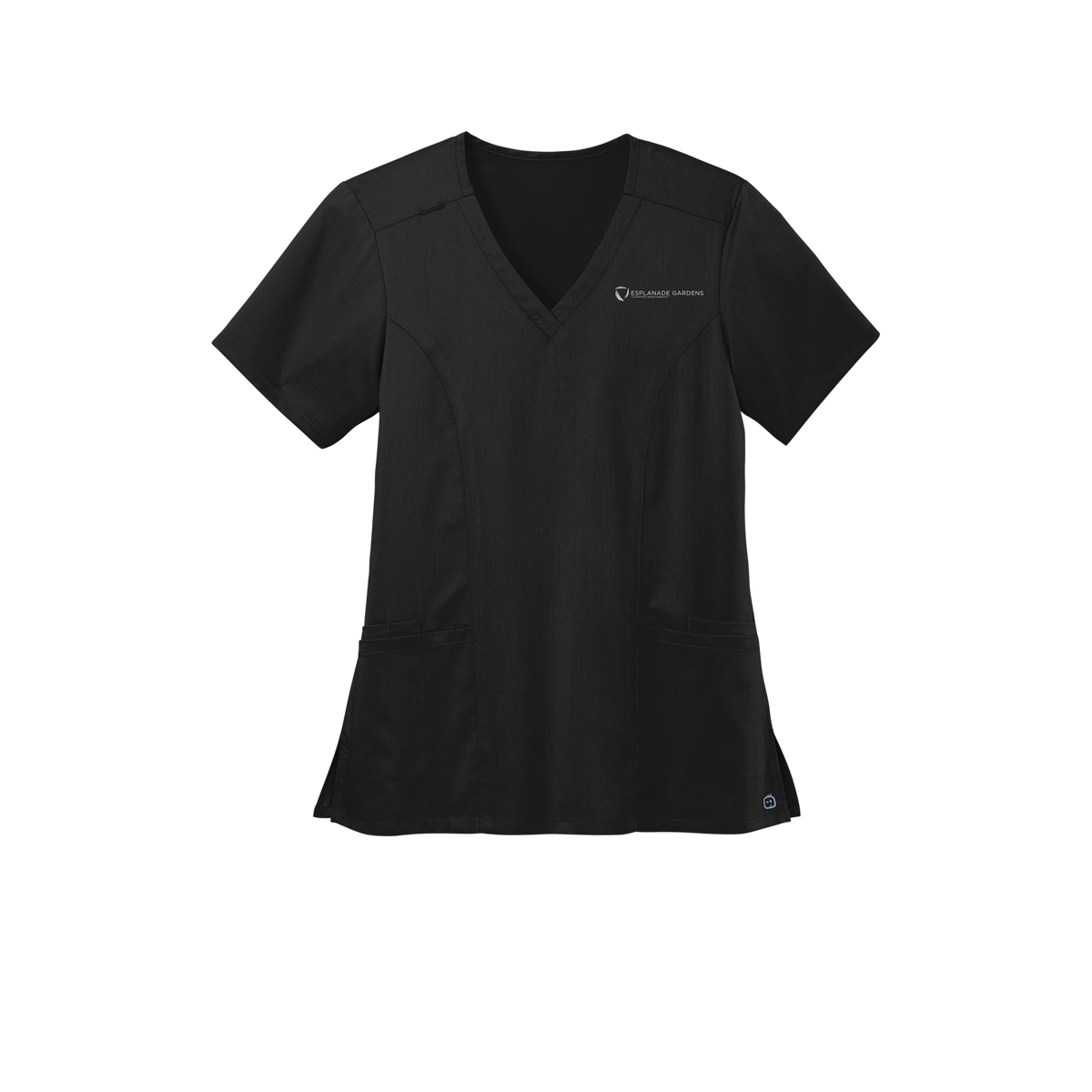 esplanadeseniorcampus-wink-womens-premiere-flex-v-neck-embroidery-leftchest-WW4168-black-flat-front