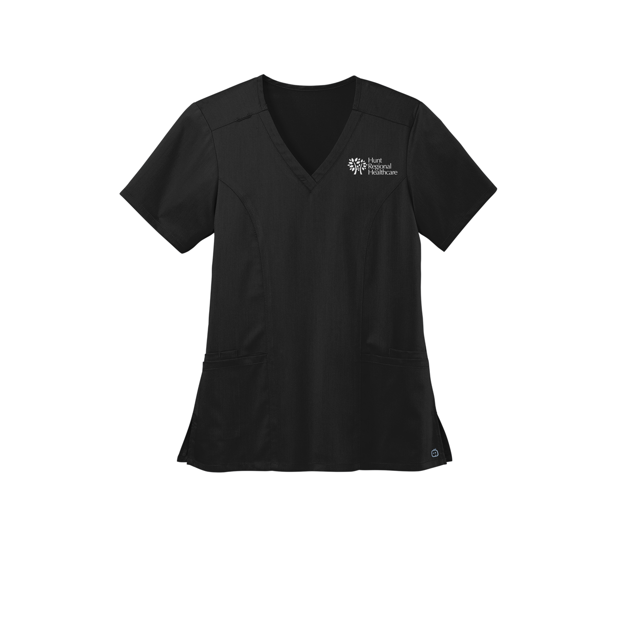 huntregional-wink-womens-premiere-flex-v-neck-embroidery-leftchest-WW4168-black-flat-front