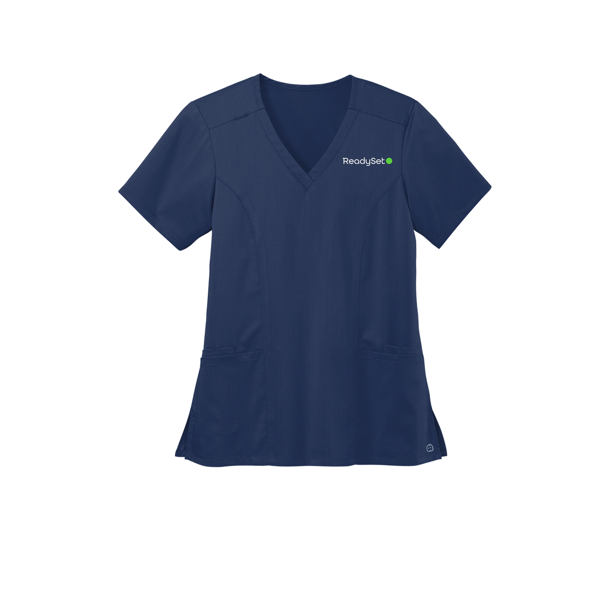 readysetsurgical-wink-womens-premiere-flex-v-neck-embroidery-leftchest-WW4168-navy-flat-front