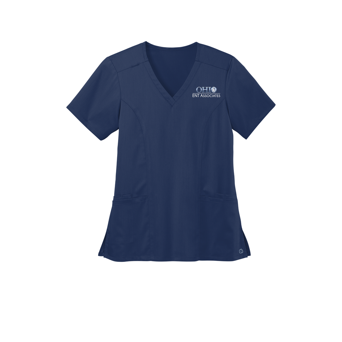 ohioentaudiology-wink-womens-premiere-flex-v-neck-embroidery-leftchest-WW4168-navy-flat-front