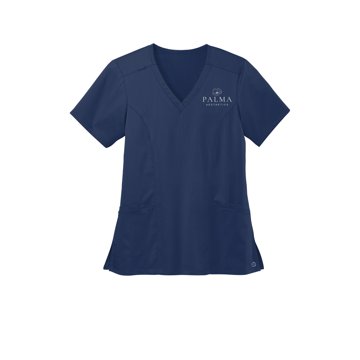 palmaaesthetics-wink-womens-premiere-flex-v-neck-embroidery-leftchest-WW4168-navy-flat-front