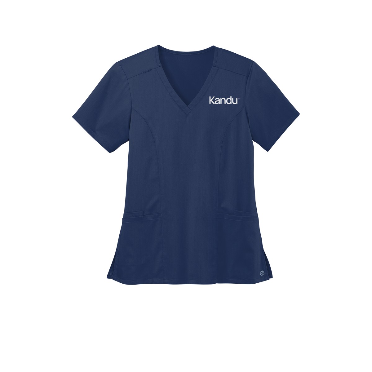 kandu-wink-womens-premiere-flex-v-neck-embroidery-leftchest-WW4168-navy-flat-front