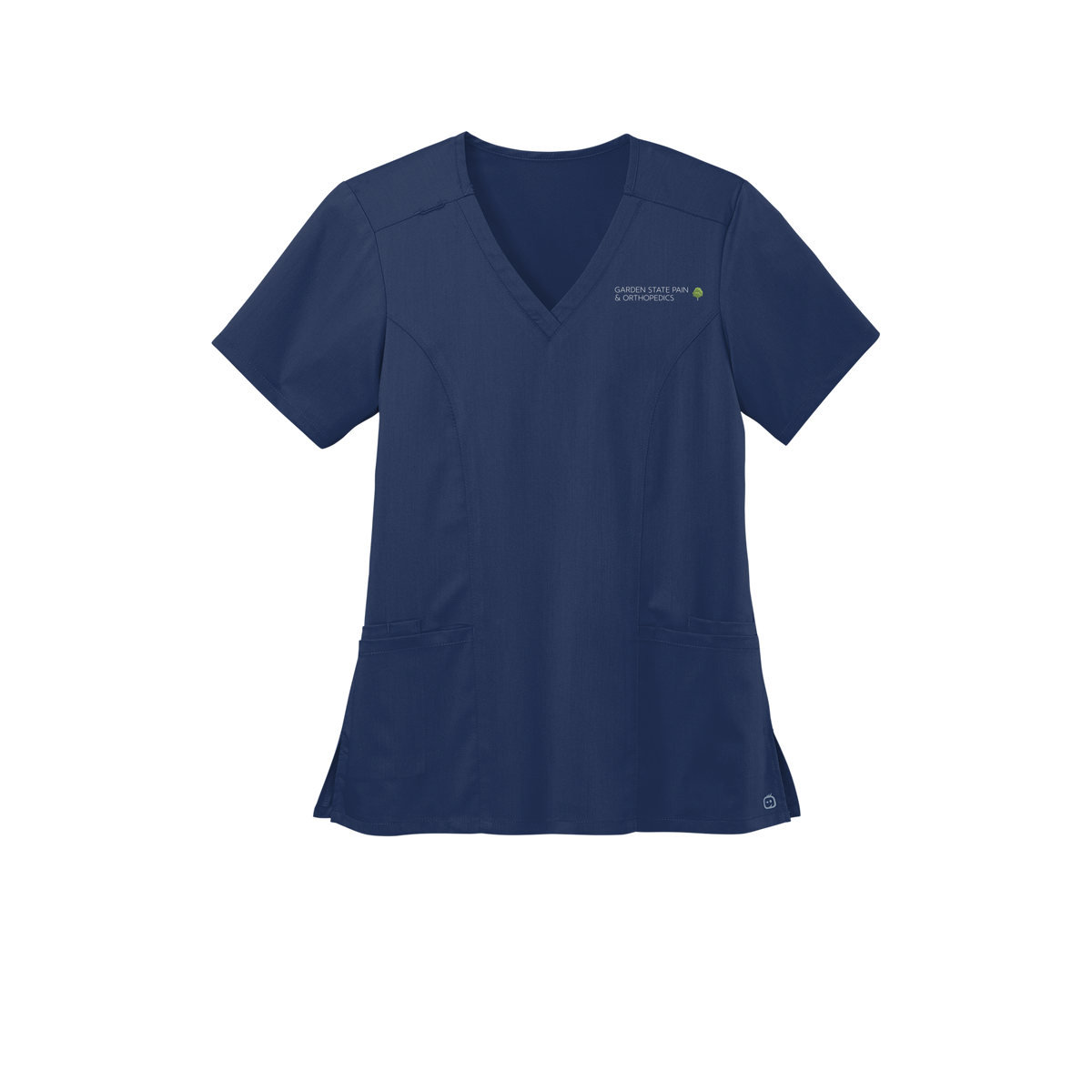 gardenstatepain-wink-womens-premiere-flex-v-neck-embroidery-leftchest-WW4168-navy-flat-front