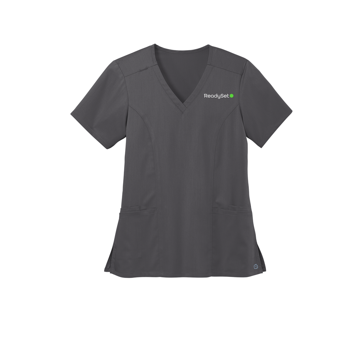 readysetsurgical-wink-womens-premiere-flex-v-neck-embroidery-leftchest-WW4168-pewter-flat-front