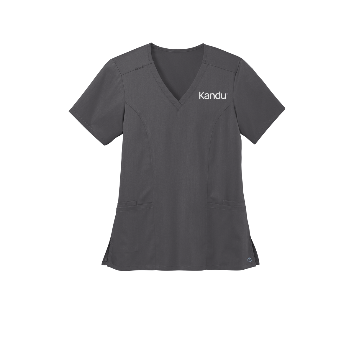 kandu-wink-womens-premiere-flex-v-neck-embroidery-leftchest-WW4168-pewter-flat-front