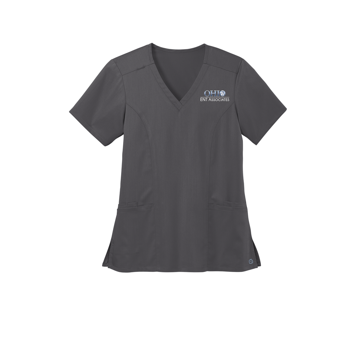 ohioentaudiology-wink-womens-premiere-flex-v-neck-embroidery-leftchest-WW4168-pewter-flat-front