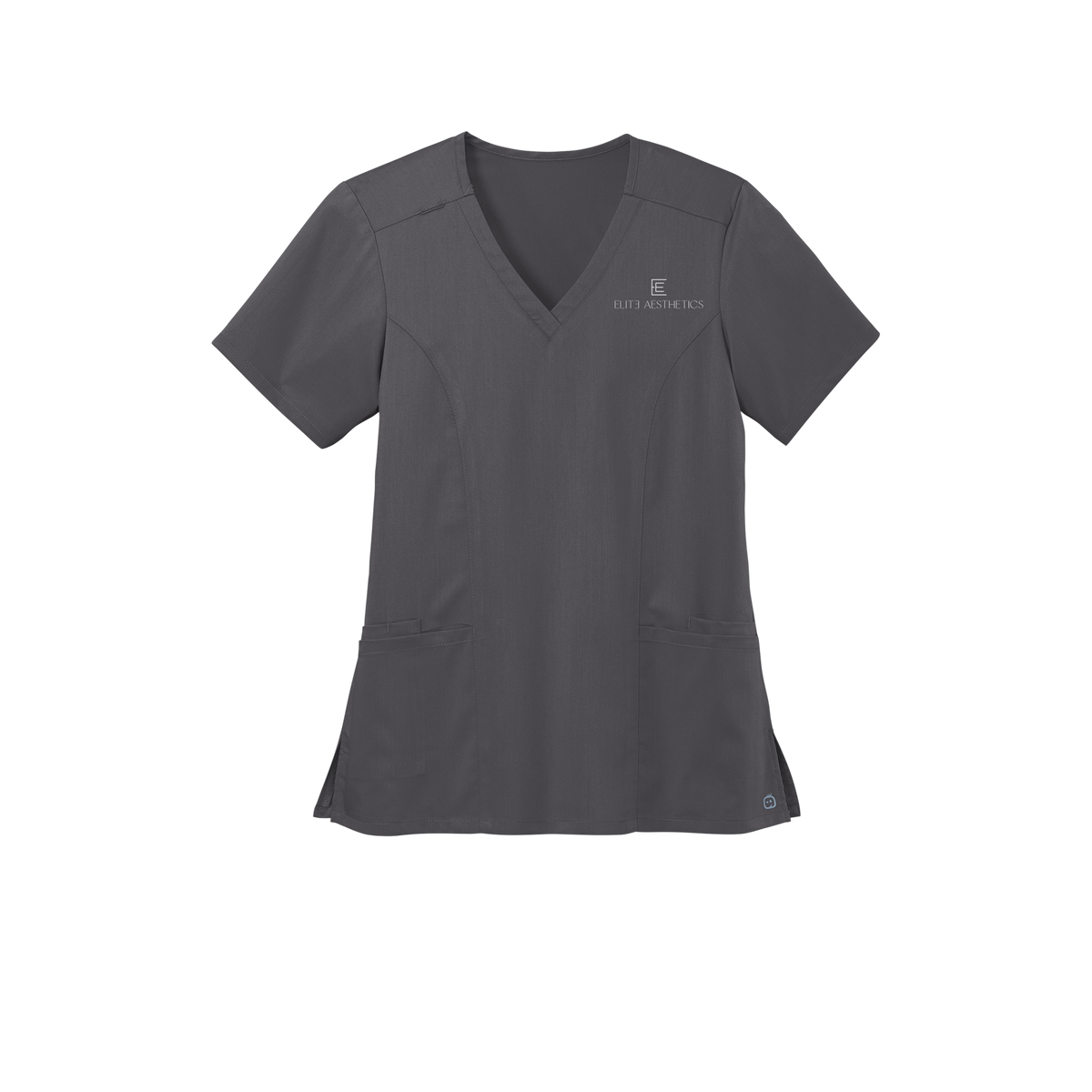 eliteaestheticsnyc-wink-womens-premiere-flex-v-neck-embroidery-leftchest-WW4168-pewter-flat-front