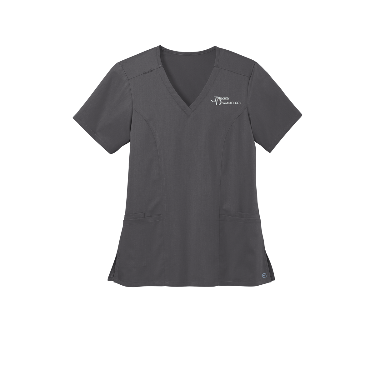johnsondermatology-wink-womens-premiere-flex-v-neck-embroidery-leftchest-WW4168-pewter-flat-front